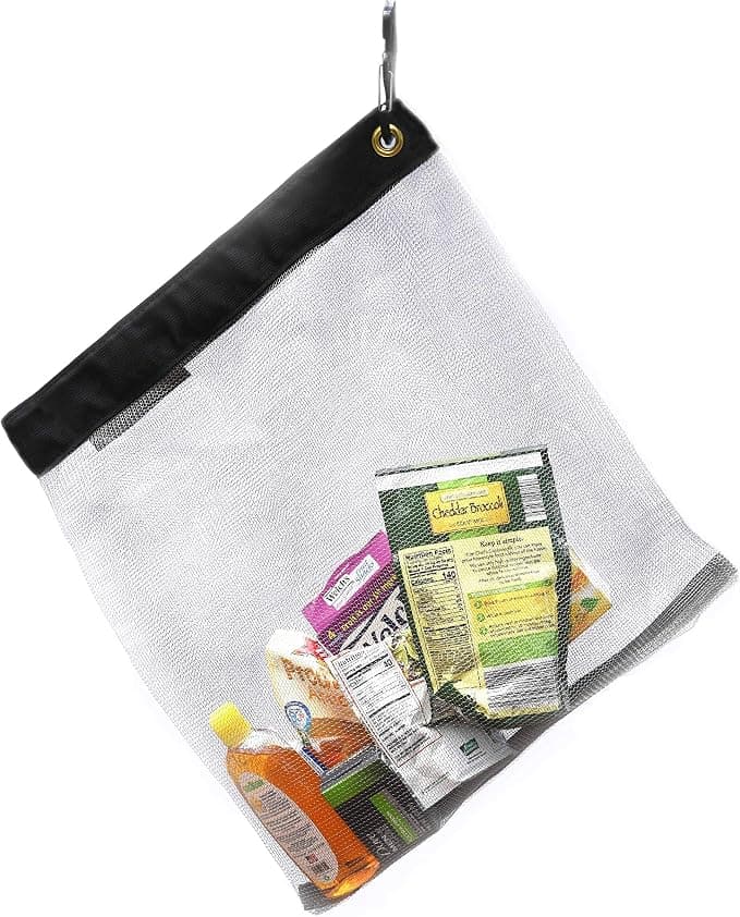 2 Pack Ultralight Rodent Proof Bear Bags, 18 x 14in Wire Mesh Hanging Food Storage for Camping & Backpacking, Critter Protection Kit Includes Nylon Rope & Carabiners for Easy Hanging