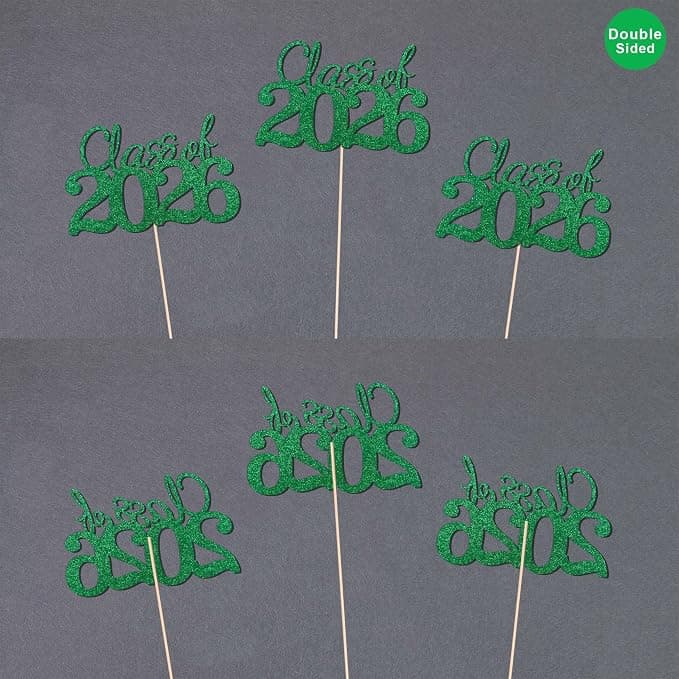 10 PCS Graduation Class Centerpieces Green Class of 2026 Graduation Centerpieces, 2026 Centerpieces for Tables Cake Toppers