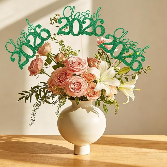 10 PCS Graduation Class Centerpieces Green Class of 2026 Graduation Centerpieces, 2026 Centerpieces for Tables Cake Toppers