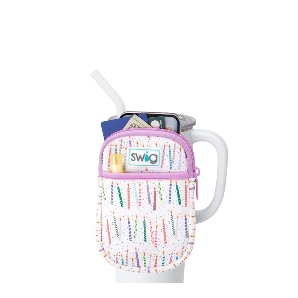 Swig Life Mega Mug Pouch, Water Bottle Bag with Adjustable Strap, Water Bottle Fanny Pack with Zippered Phone Pocket, Tumbler Accessories (Make a Wish)