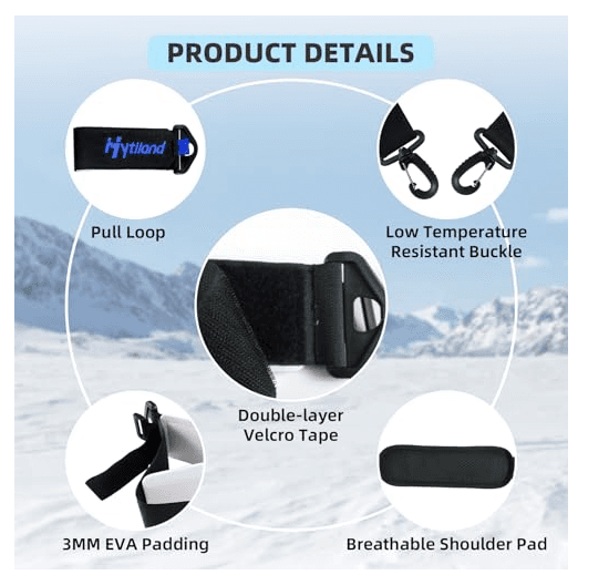 Hytiland Ski Carrier Strap, Effortlessly Transport with Pole, Ski or Snowboard Boots, Adjustable Ski Shoulder Strap, Anti-Slip Carry Strap Downhill Skiing Gear Ski Accessories Snow Ski Bags, Blue