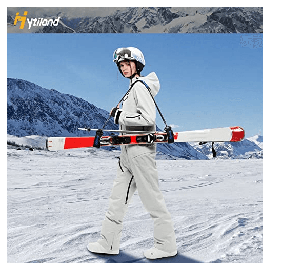 Hytiland Ski Carrier Strap, Effortlessly Transport with Pole, Ski or Snowboard Boots, Adjustable Ski Shoulder Strap, Anti-Slip Carry Strap Downhill Skiing Gear Ski Accessories Snow Ski Bags, Blue