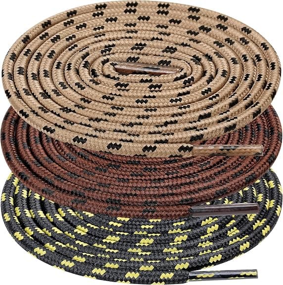 UpUGo 3 Pair Boot Shoe Laces, Round Shoelaces for Athletic Running Hiking Sneakers Shoes Boot