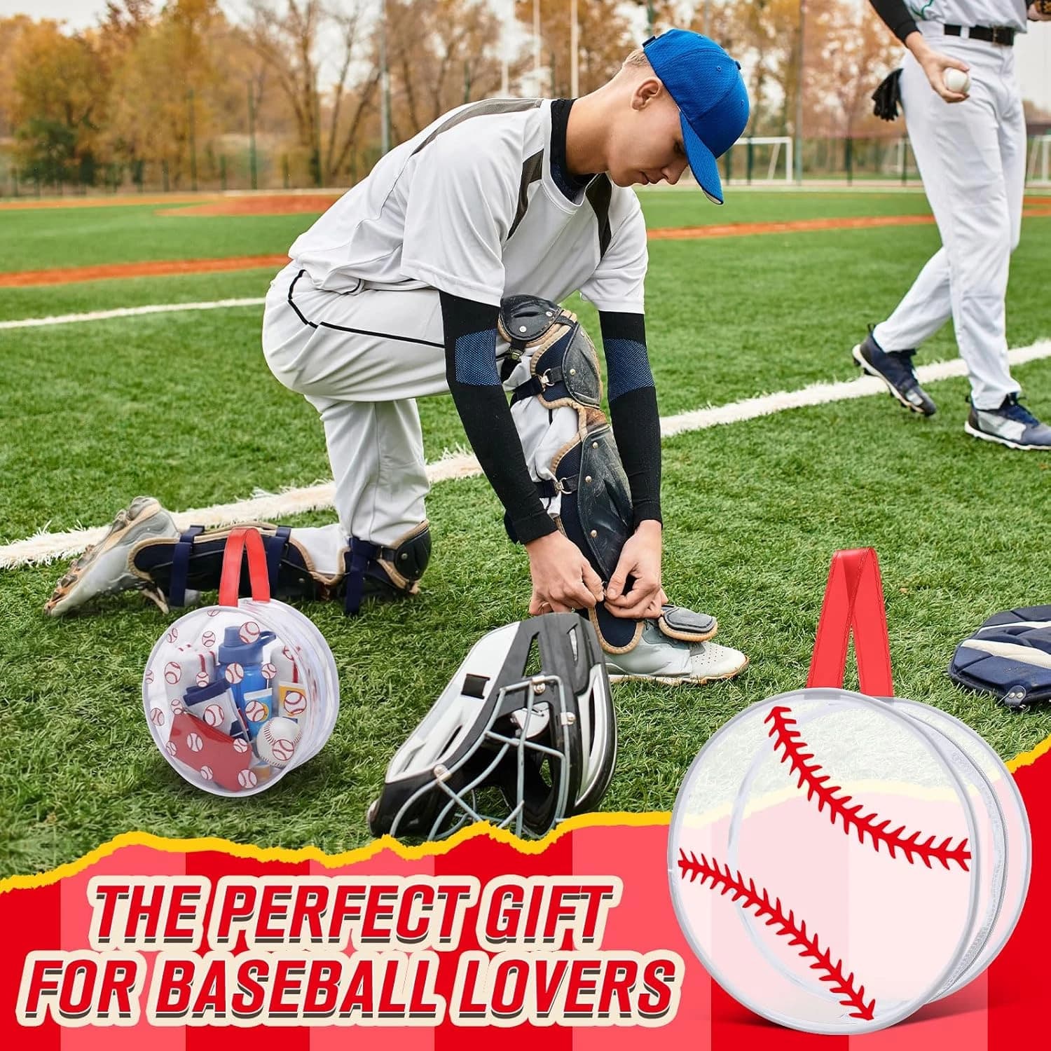 SilTriangle 24 Pcs Baseball Clear Makeup Bag with Zipper Bulk Sport Goodie Clear PVC Pouch Organizer Waterproof Travel Case for Woman Team Gifts Birthday Decorations Supplies