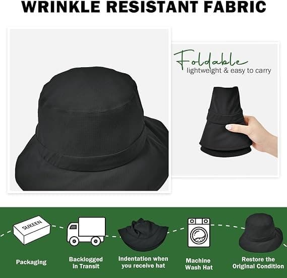 Sukeen Bucket Hat, Waterproof, Skin-Friendly, Shields Neck, Quick-Dry Hat