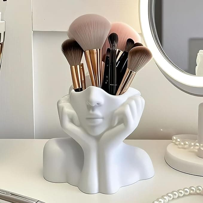 Multifunctional Desktop Pen Holder, Creative Human Body Art Style, Makeup Brush Storage Container, Vase Organizer, Home Office Decoration Ornament (Model A)