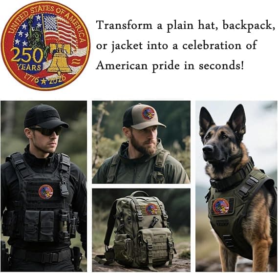 2 Pcs Liberty Bell/Statue Badge, Compatible with 250 Years America 250th Anniversary Embroidered Iron On Sew On Patches