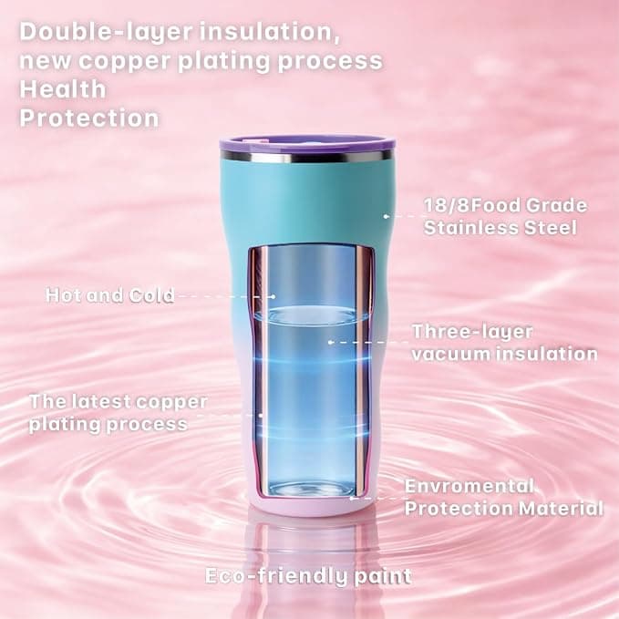 30 oz Insulated Tumbler with Straw and Lid, Mermaid Dream | 18/8 stainless steel, double-wall vacuum insulation, BPA-free materials, reusable straw, for everyday hot and cold drinks.