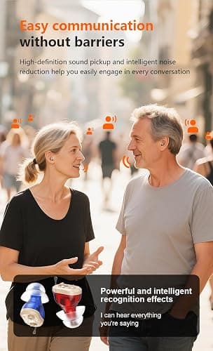 Hearing Aid for Elderly - Wireless Charging, Noise Cancelling Invisible Hearing Aids, Hi-Fi Sound, Double-Layer Earbuds Comfortable Wear, Easy to Use Portable Hearing Amplifier