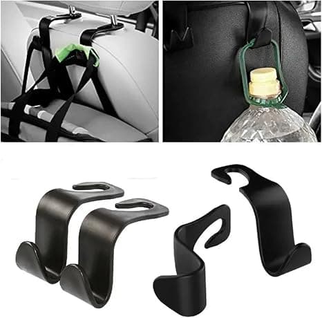 2Pcs Car Hooks Vehicle Seat Headrest Hook Black Hanger Storage Organizer