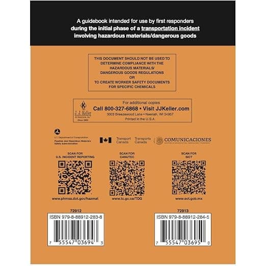 J. J. Keller 2024 Emergency Response Guidebook (ERG), Soft Bound | Pocket Size 4" x 5.5", English, DOT Compliant