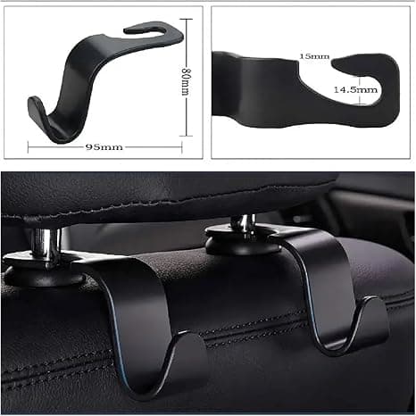 2Pcs Car Hooks Vehicle Seat Headrest Hook Black Hanger Storage Organizer
