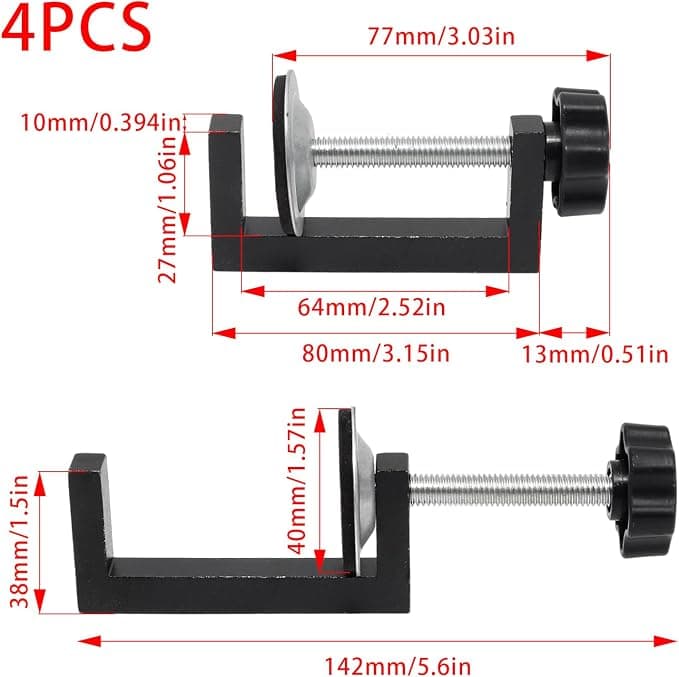 Pine & Linen 4pcs Black Heavy Duty G Clamp,2inch Steel C Clamp Small G Clamps,Mini Clamps for Woodworking/Desktop Workpiece Fixing