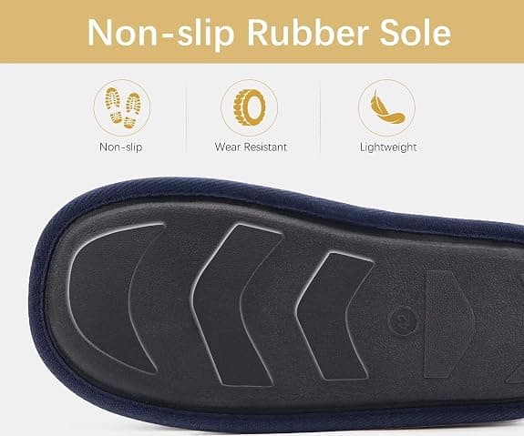 NCAI Men's House Slippers Memory Foam Slip-On Warm Cozy Scuff Home Bedroom Shoes with Indoor/Outdoor Rubber Soles US Size