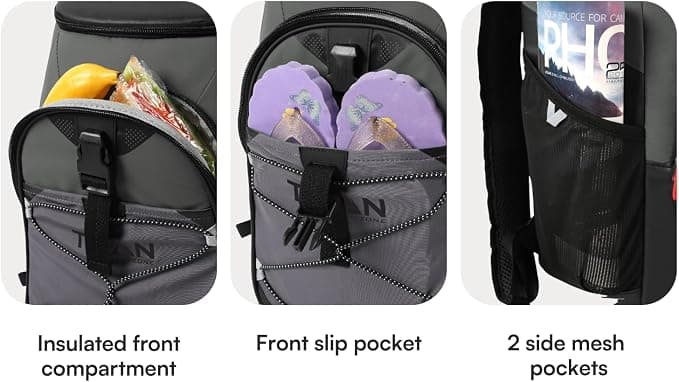 Titan 24 Can Backpack Cooler, Keeps Ice Up to 2 Days | Lightweight soft cooler, leak proof lining, adjustable padded straps, water and stain repellent exterior, for hiking, camping