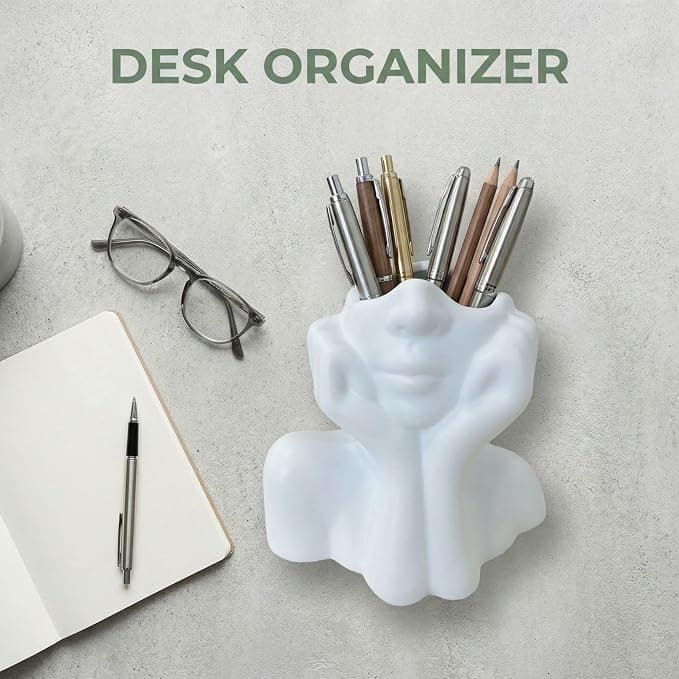 Multifunctional Desktop Pen Holder, Creative Human Body Art Style, Makeup Brush Storage Container, Vase Organizer, Home Office Decoration Ornament (Model A)