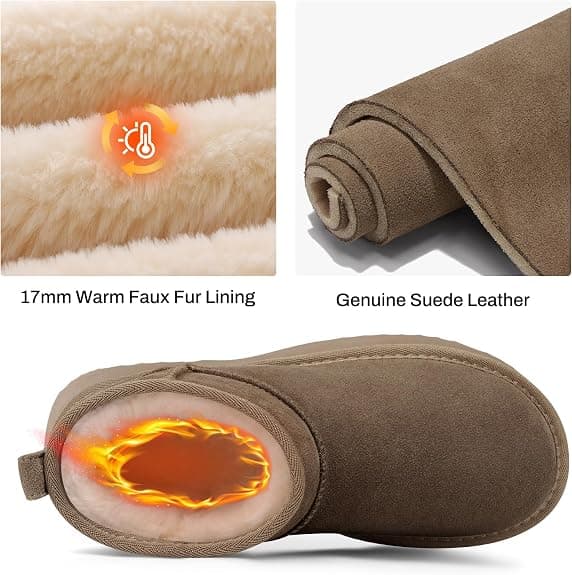 TEMOFON Snow Boots for Women Platform Winter Ankle Booties Suede Waterproof Mini Warm Fur Comfortable Outdoor Shoes 2025