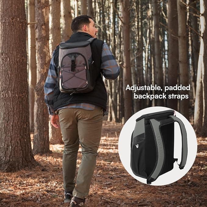 Titan 24 Can Backpack Cooler, Keeps Ice Up to 2 Days | Lightweight soft cooler, leak proof lining, adjustable padded straps, water and stain repellent exterior, for hiking, camping