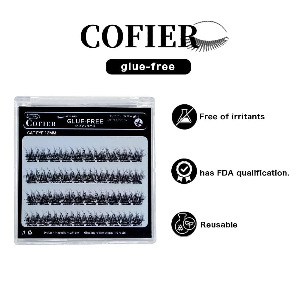 Glue-Free Wispy Lash Clusters Kit, 40 Pcs Individual Eyelash Black