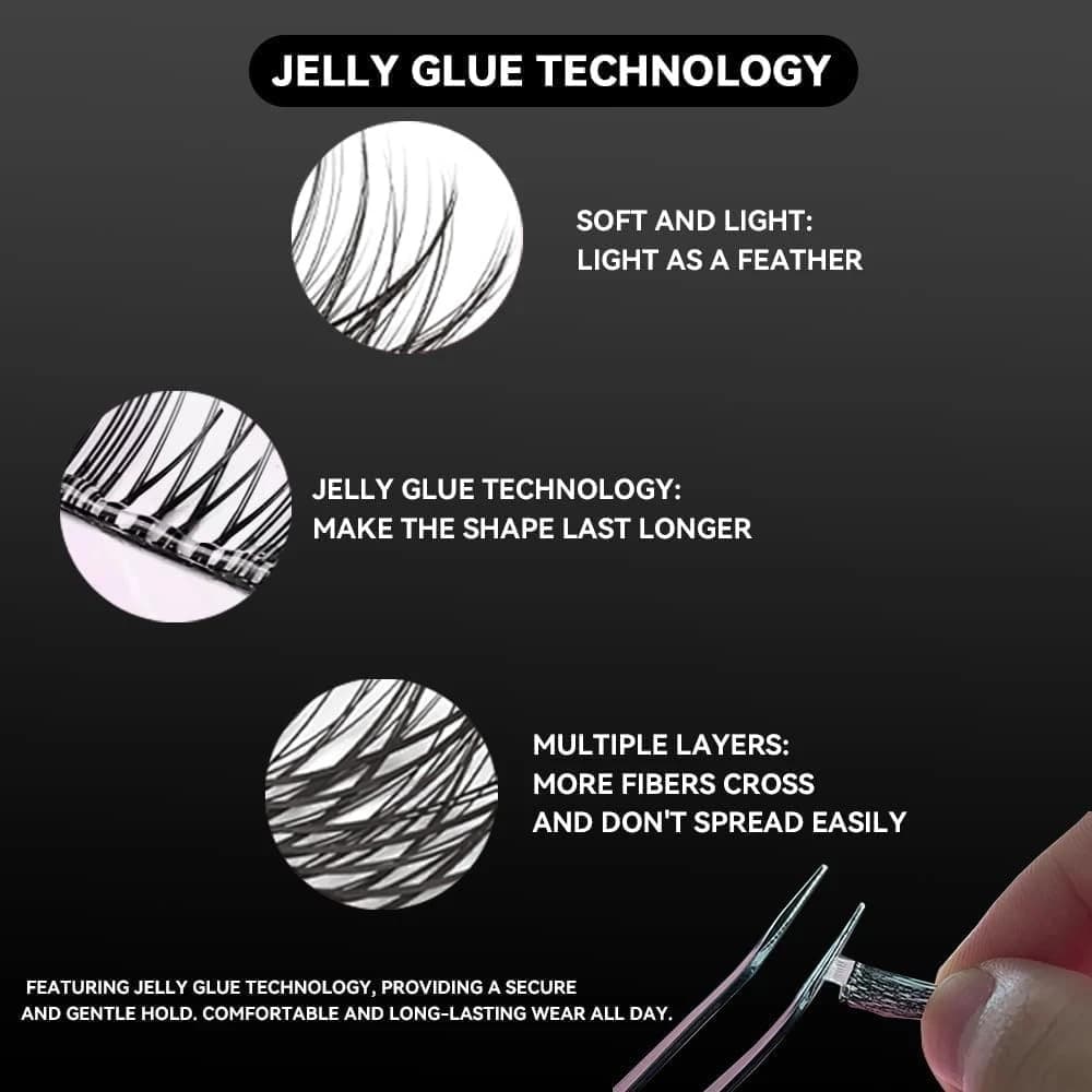 Glue-Free Wispy Lash Clusters Kit, 40 Pcs Individual Eyelash Black