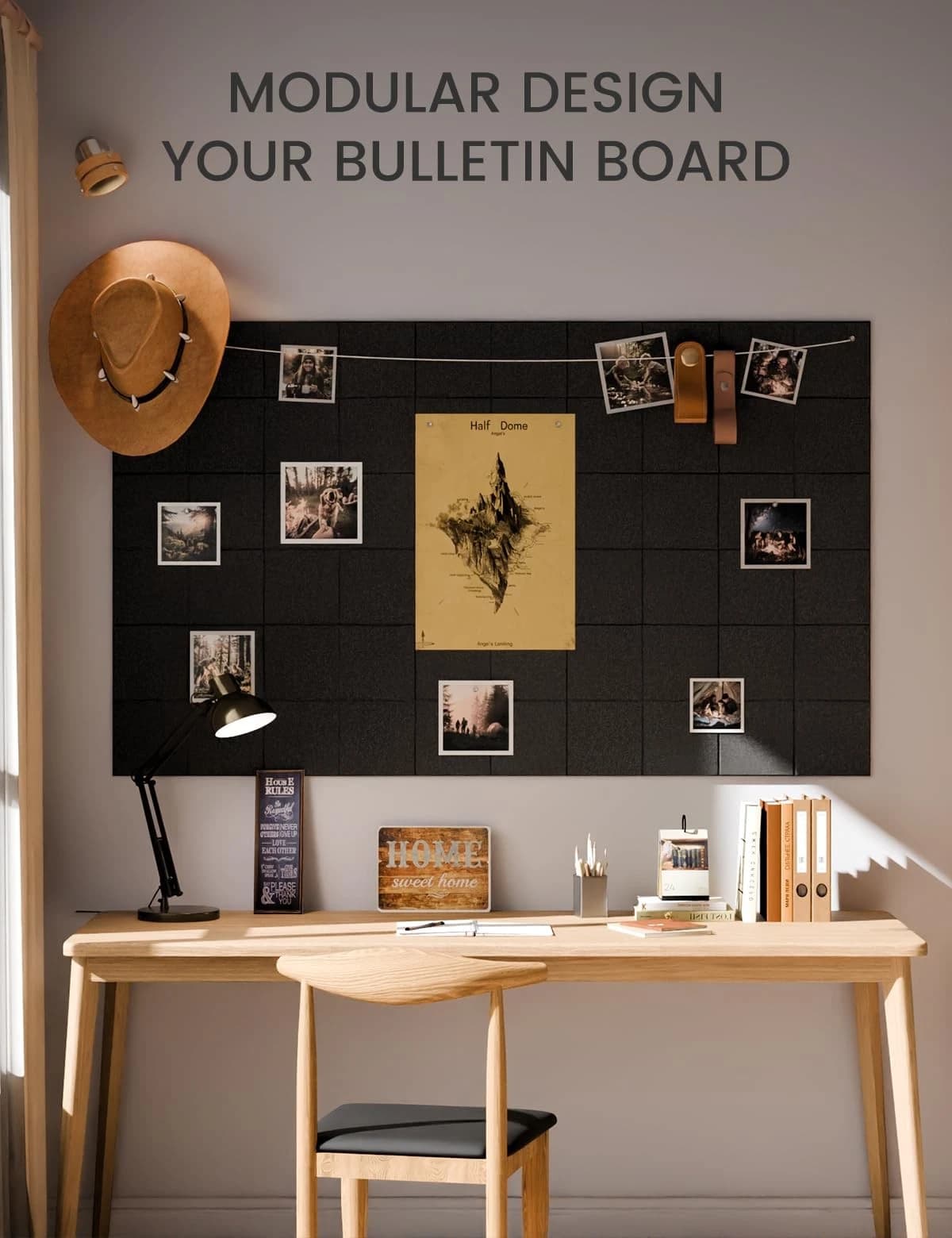 Felt Bulletin Board Tiles -28"x18" Cork Board Alternative for Office Decor, Push Pin Board Wall Organizer 6-Pack - Sage