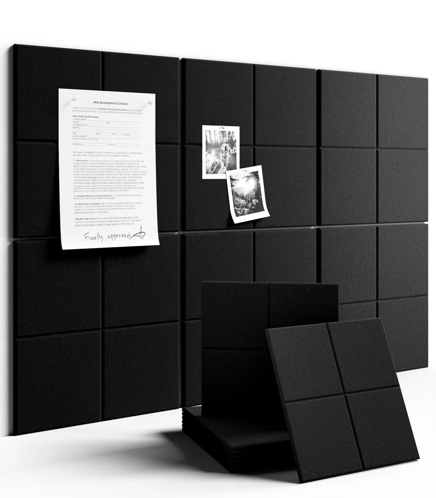 Felt Bulletin Board Tiles -28"x18" Cork Board Alternative for Office Decor, Push Pin Board Wall Organizer 6-Pack - Sage